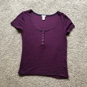 striped button up forever 21 top